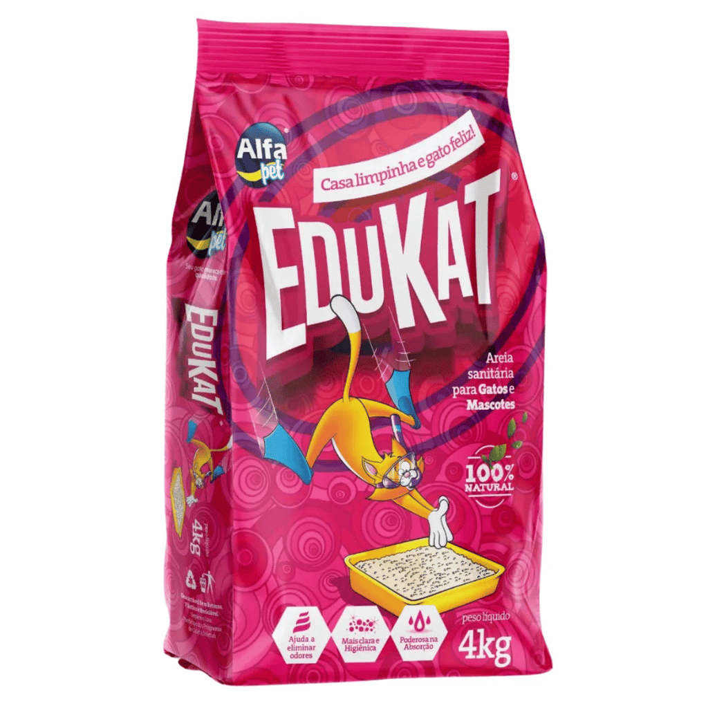 Kit 5 Areia Sanitária Edukat Higiênica Natural Para Gatos Pacotes Com 4Kg