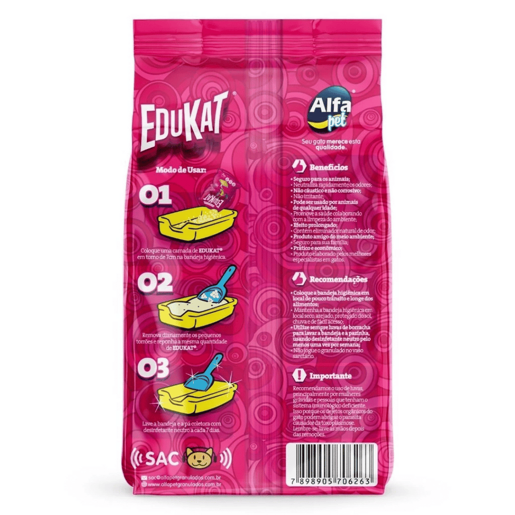 Kit 5 Areia Sanitária Edukat Higiênica Natural Para Gatos Pacotes Com 4Kg