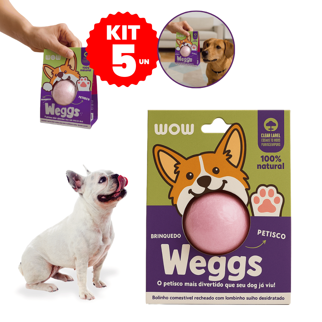 Kit Com 5 Petisco Natural para Cães Pet Weggs Lombinho