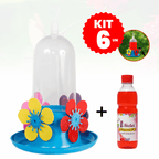 Kit Com 6 Bebedouro Beija-Flor Jel Plast + Néctar Pronto Uso 500ml