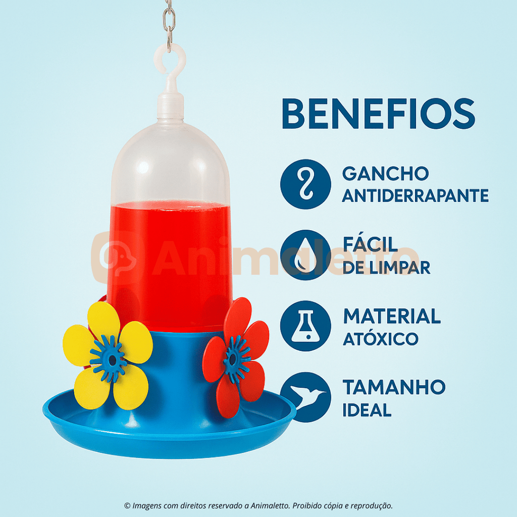 Kit Com 6 Bebedouro Beija-Flor Jel Plast + Néctar Pronto Uso 500ml