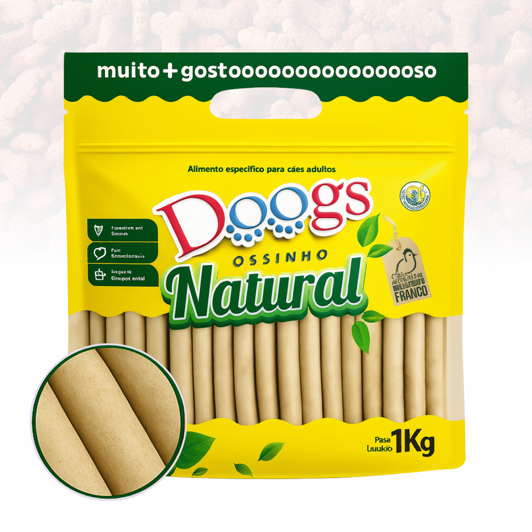 Petisco Doogs Ossinho Natural Palito 15mm 1kg para Cães