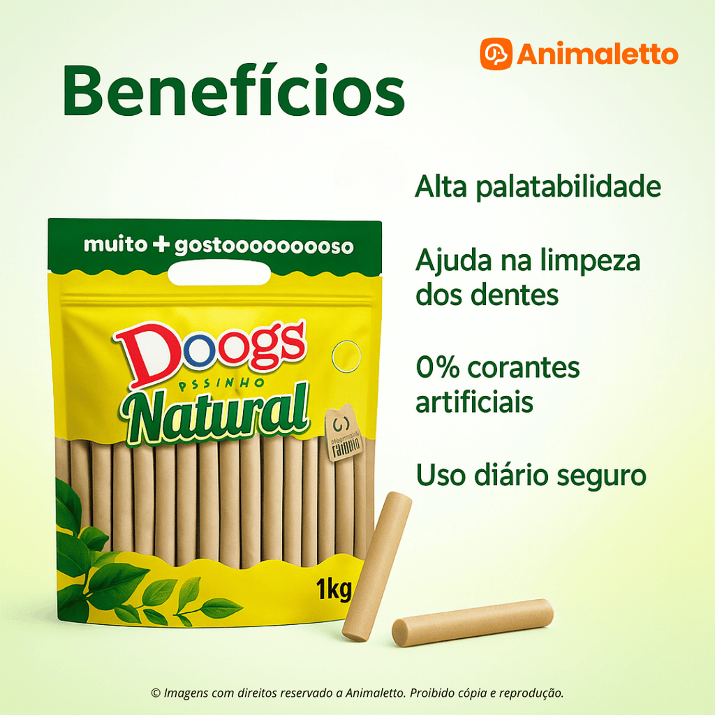 Petisco Doogs Ossinho Natural Palito 15mm 1kg para Cães
