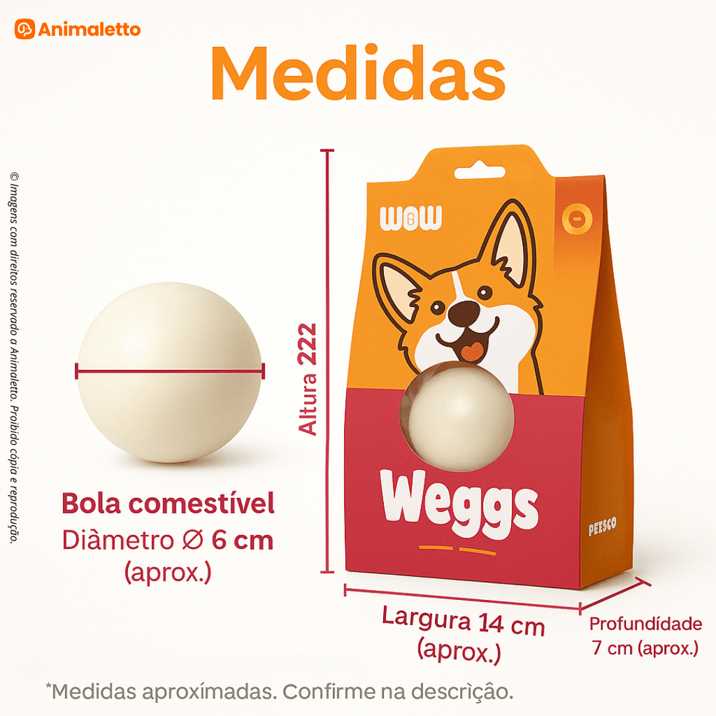Petisco Natural Bolinha Comestível Weggs Frango Alecrim Cães