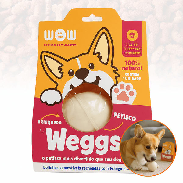 Petisco Natural Bolinha Comestível Weggs Frango Alecrim Cães