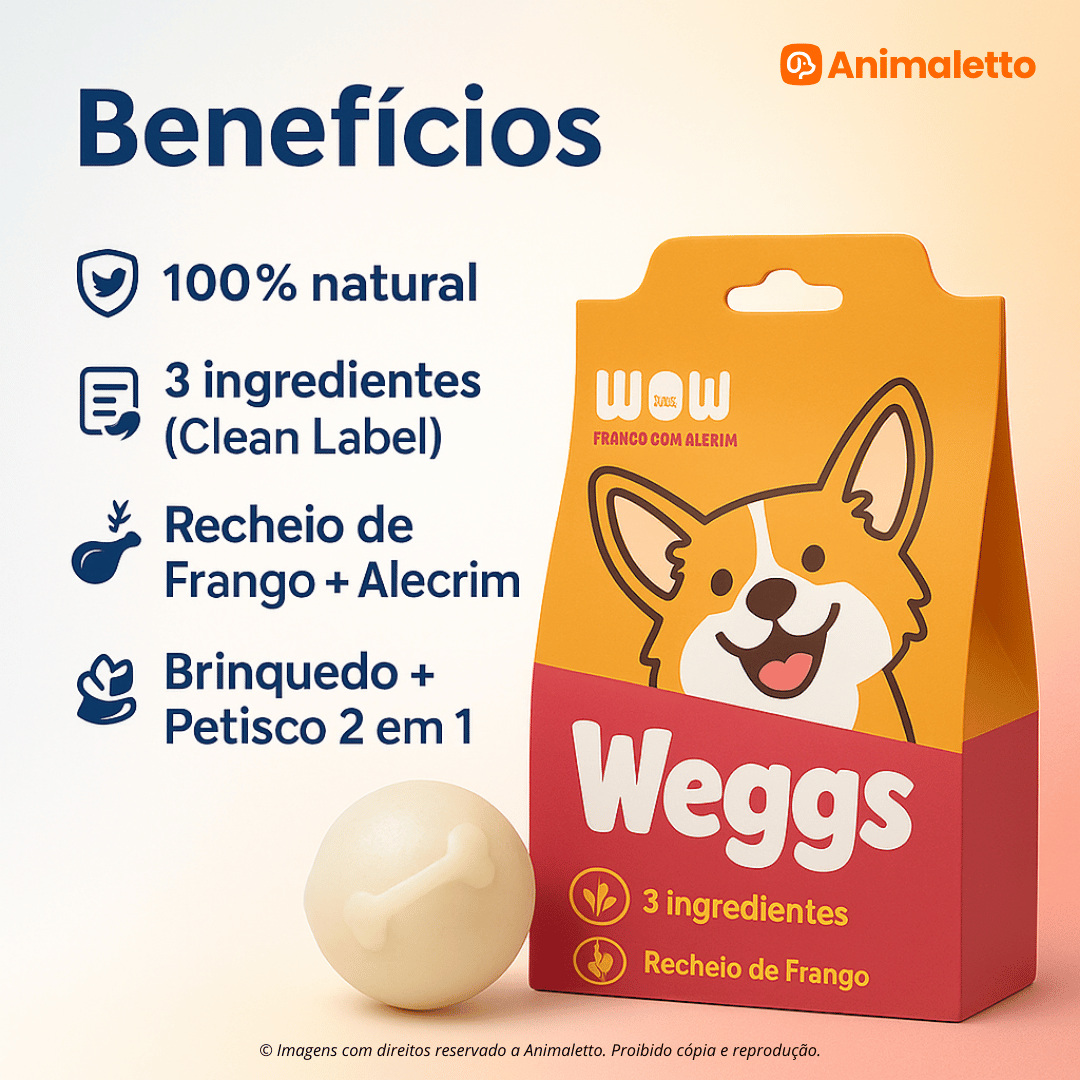 Petisco Natural Bolinha Comestível Weggs Frango Alecrim Cães