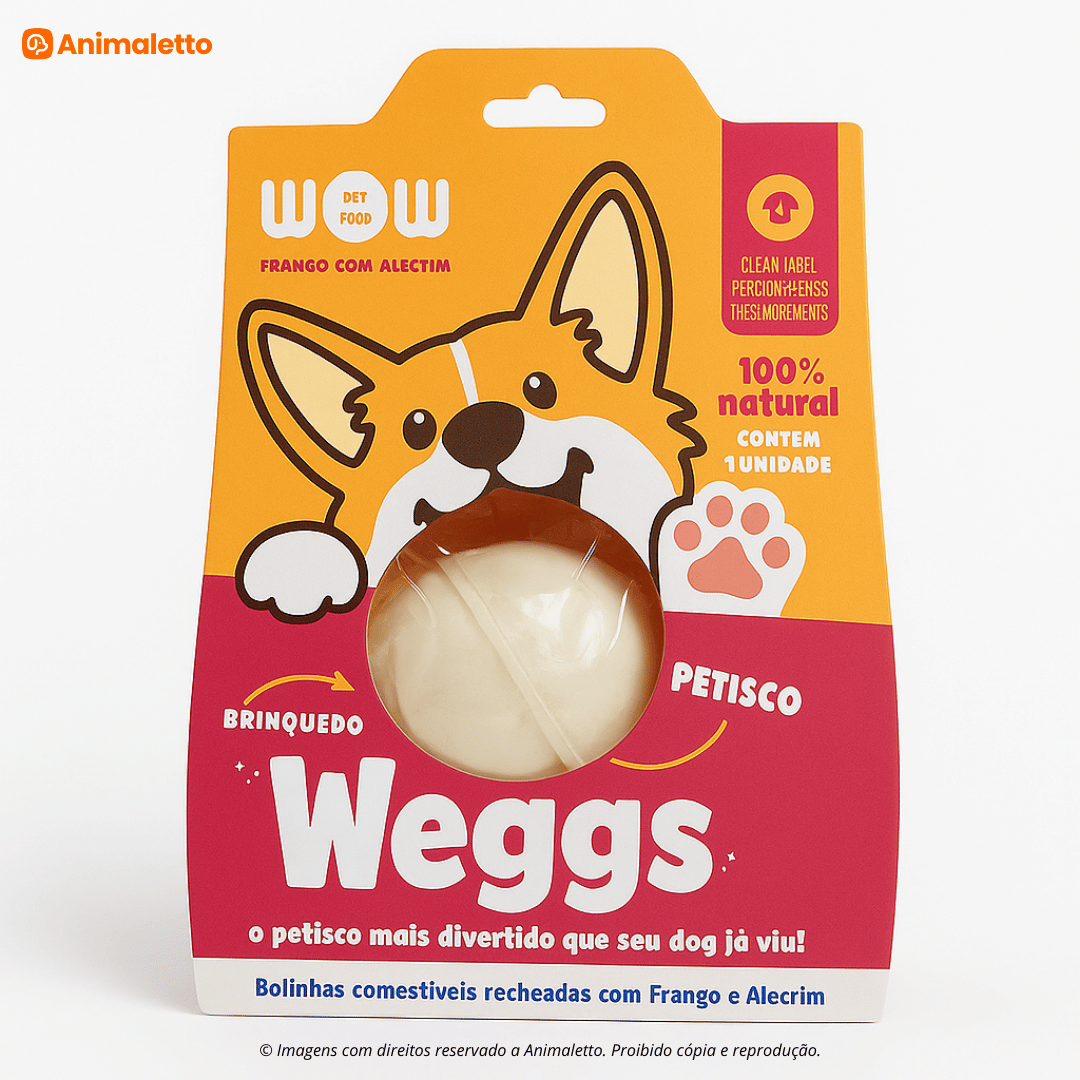 Petisco Natural Bolinha Comestível Weggs Frango Alecrim Cães