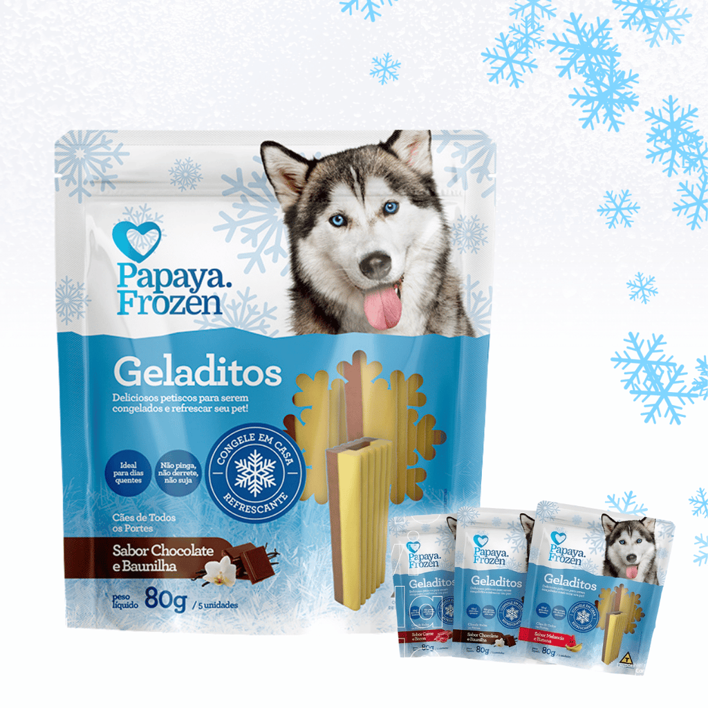 Petisco para Cães Refrescante Snack Gelado Papaya Frozen Geladitos 80g