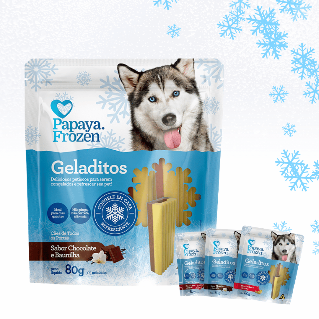 Petisco para Cães Refrescante Snack Gelado Papaya Frozen Geladitos 80g