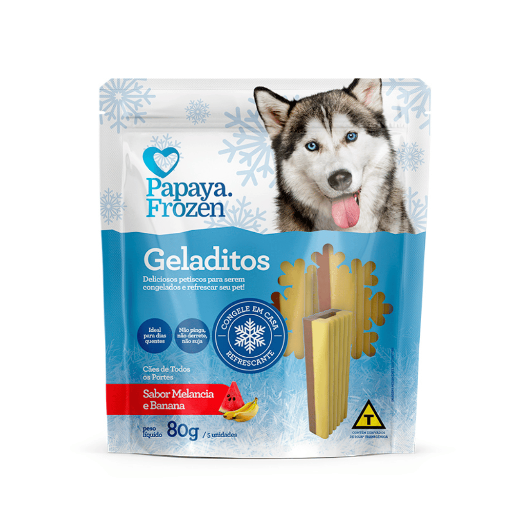 Petisco para Cães Refrescante Snack Gelado Papaya Frozen Geladitos 80g