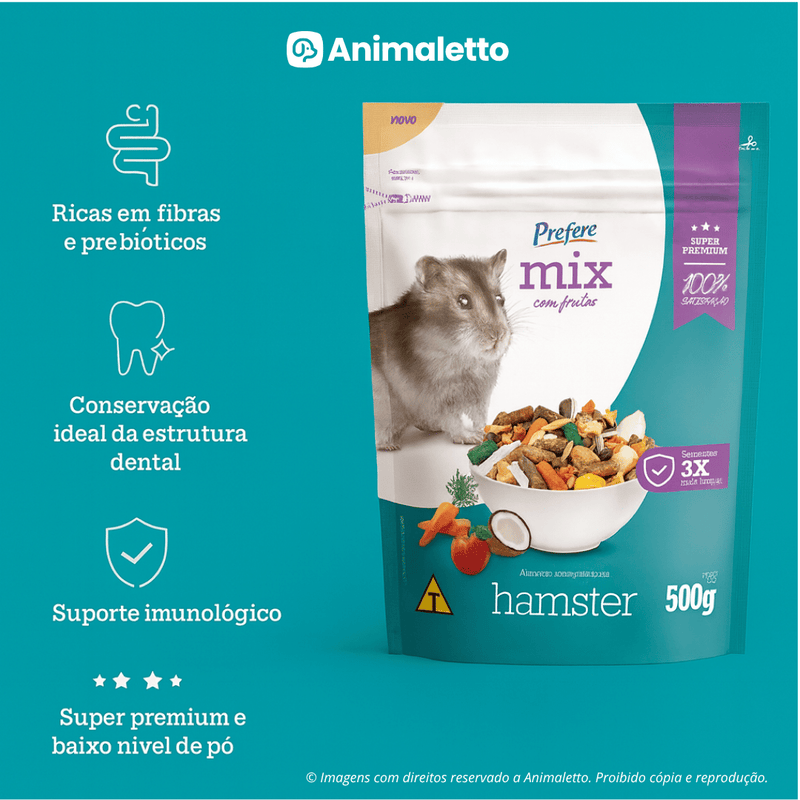 Ração Hamster Prefere Mix Frutas Premium 500g