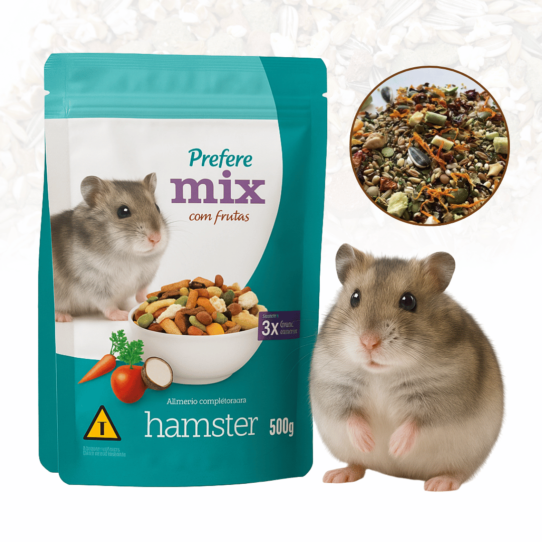 Ração Hamster Prefere Mix com Frutas 500g – Alimento Completo Super Premium