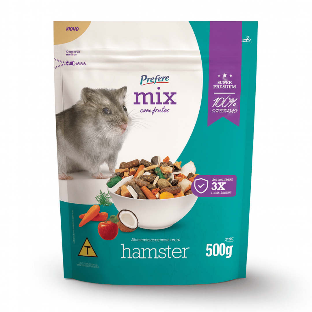 Ração Hamster Prefere Mix com Frutas 500g – Alimento Completo Super Premium