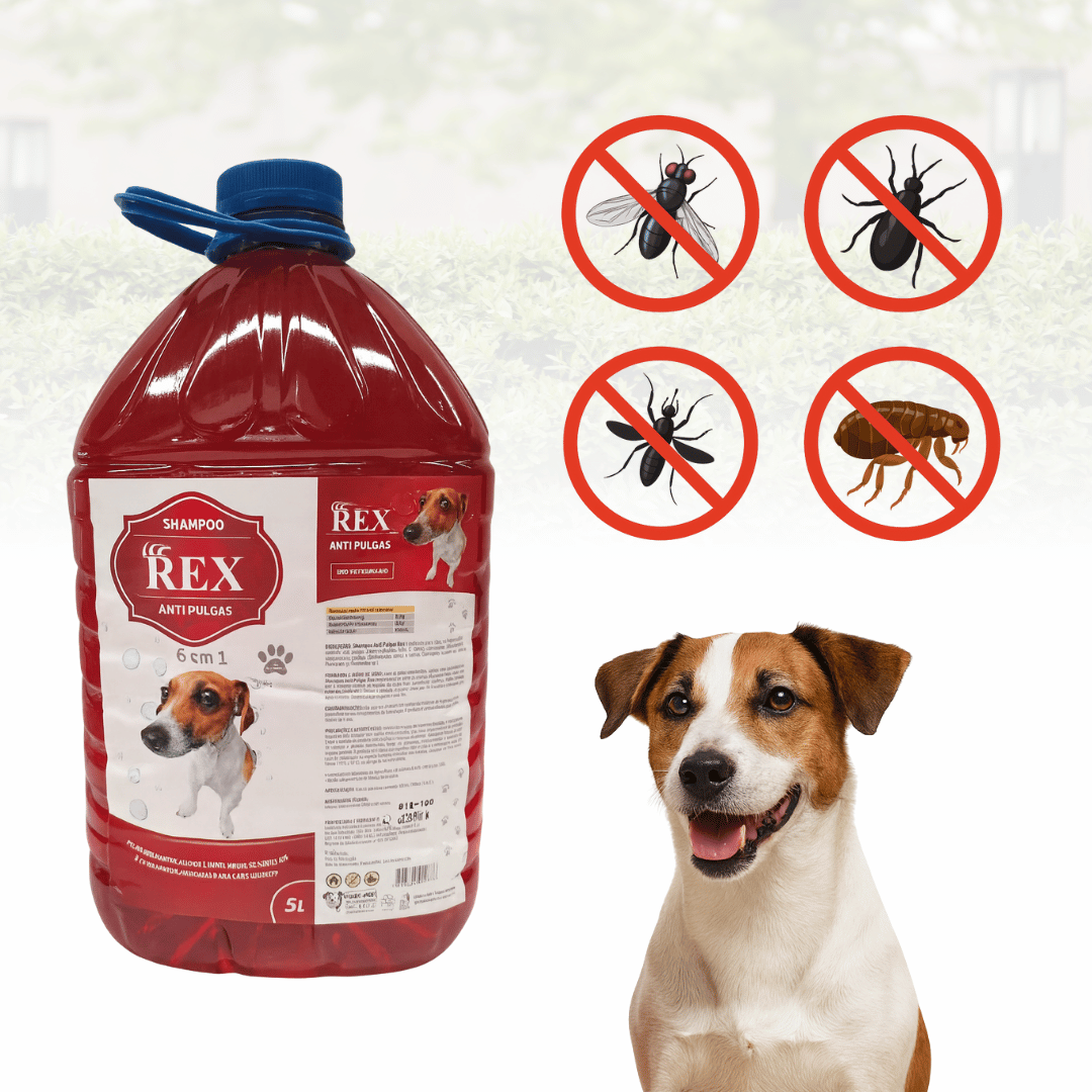 Shampoo Antipulgas Rex Cães 6 Em 1 Pelos Brilhantes