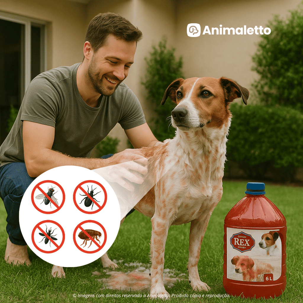 Shampoo Antipulgas Rex Cães 6 Em 1 Pelos Brilhantes