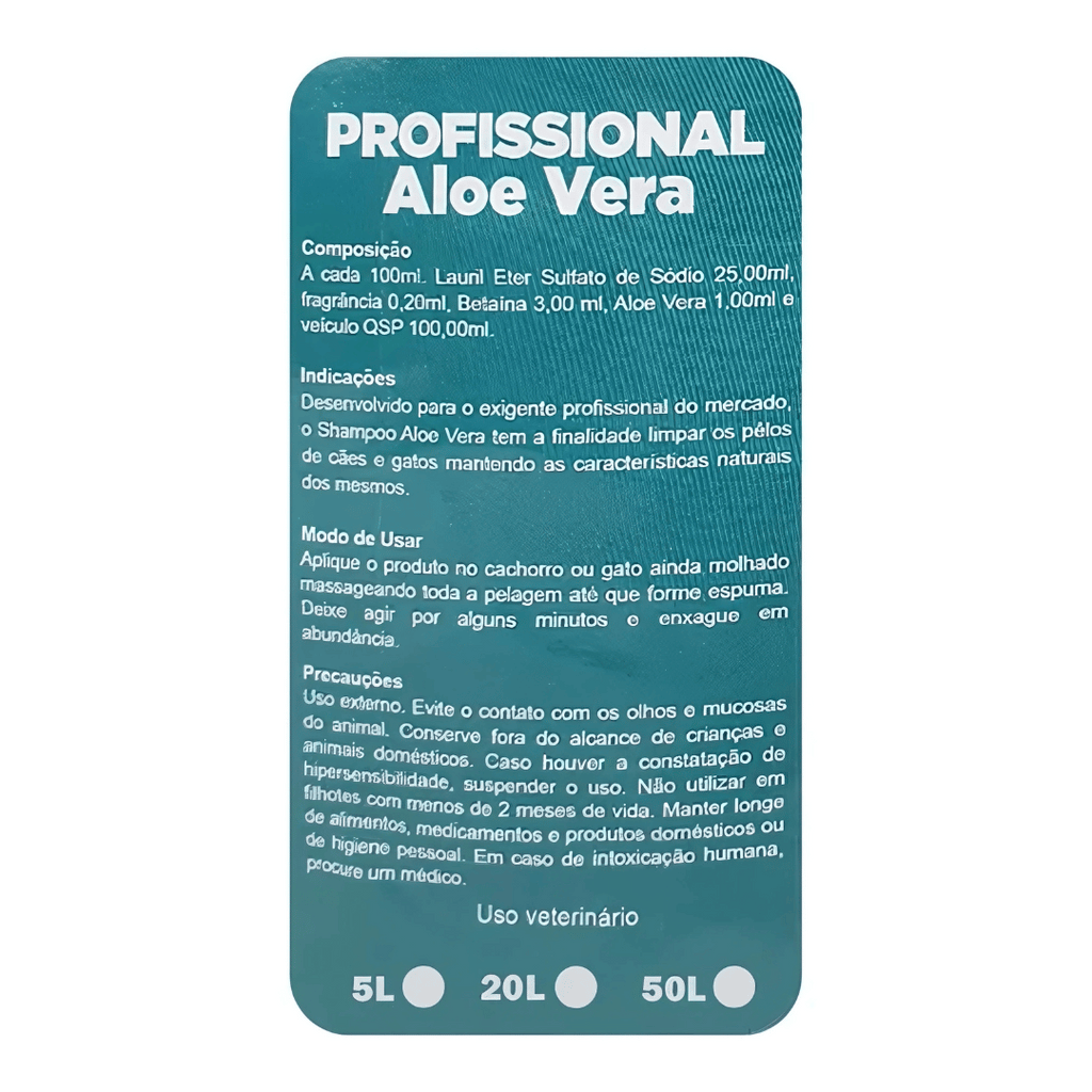 Shampoo para Pet 5L Profissional Aloe Vera