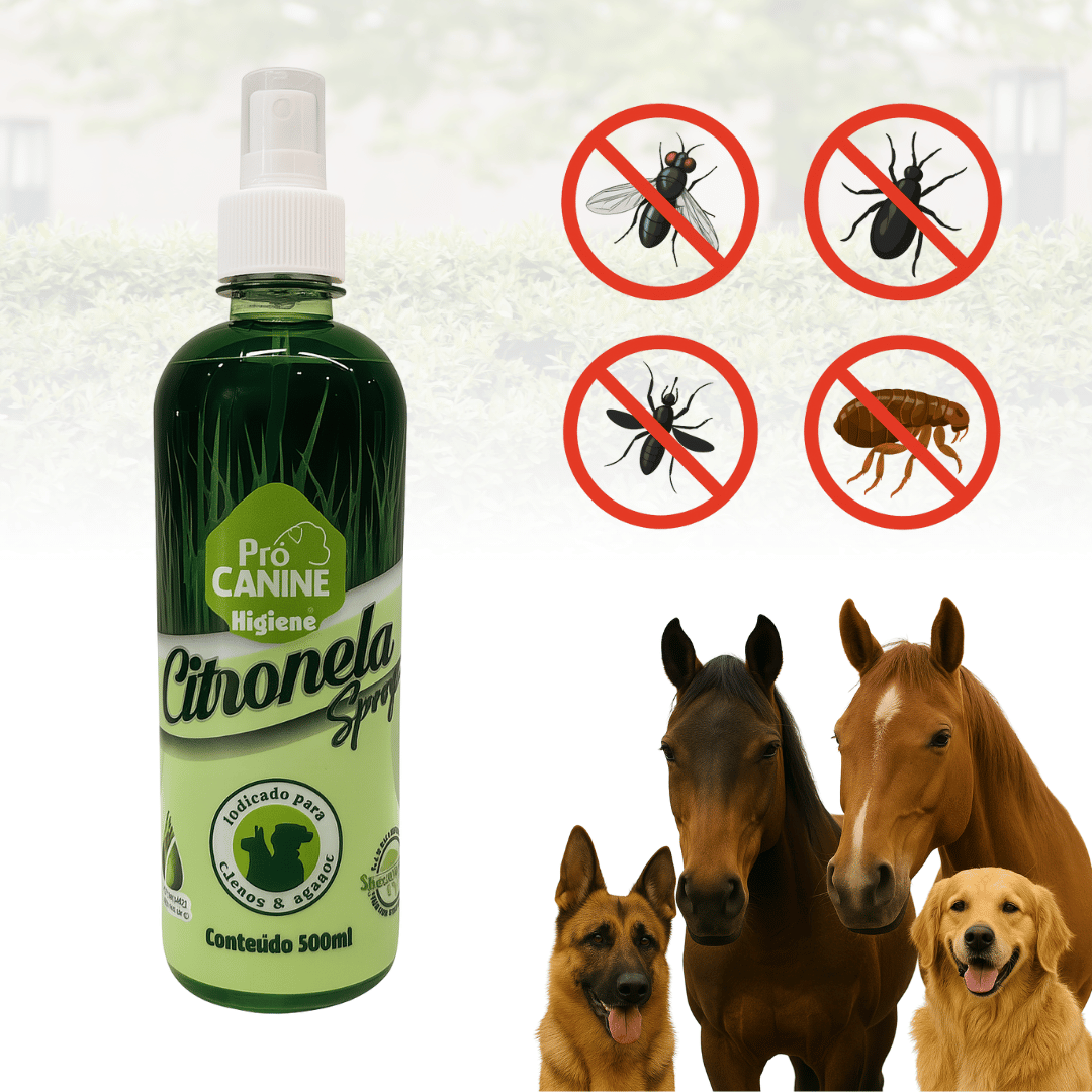 Spray Citronela Repelente para Cães e Cavalos 500ml PróCanine Anti-Insetos Natural