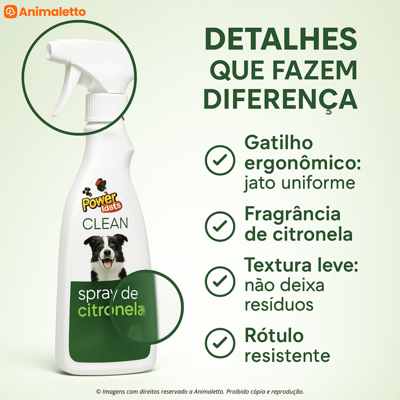 Spray de Citronela Power Pets Clean 500ml Repelente