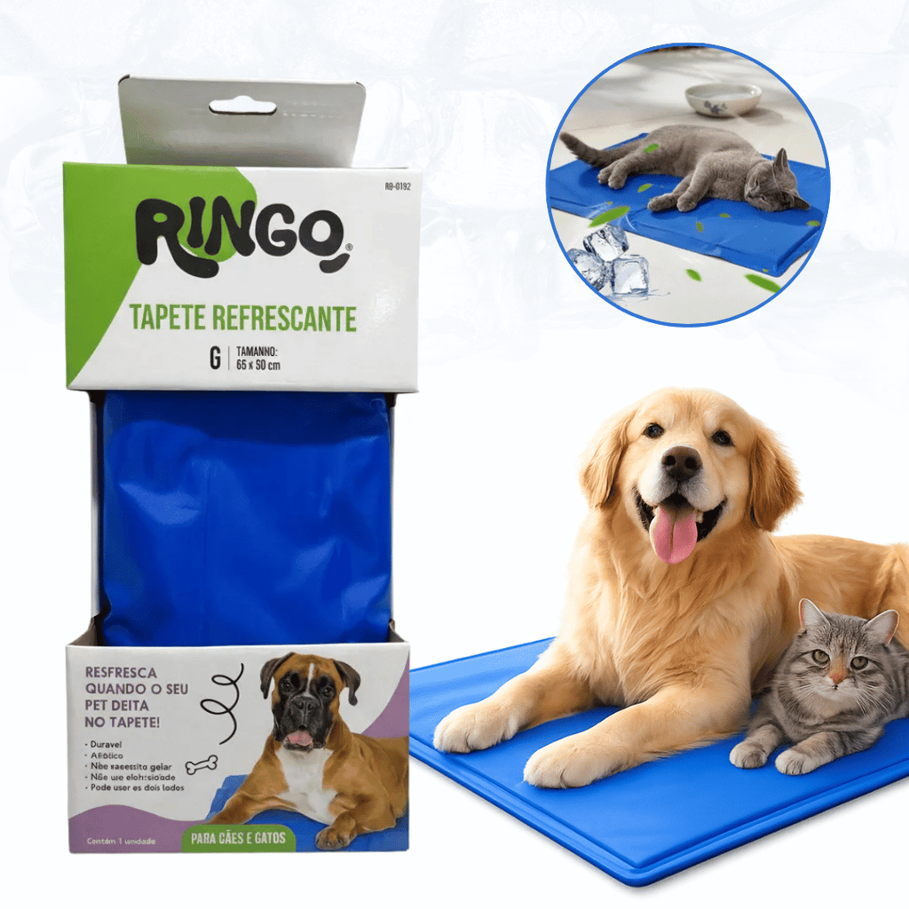 Tapete Gelado Refrescante Azul Ringo Para Pets Cães e Gatos Todos os Tamanhos