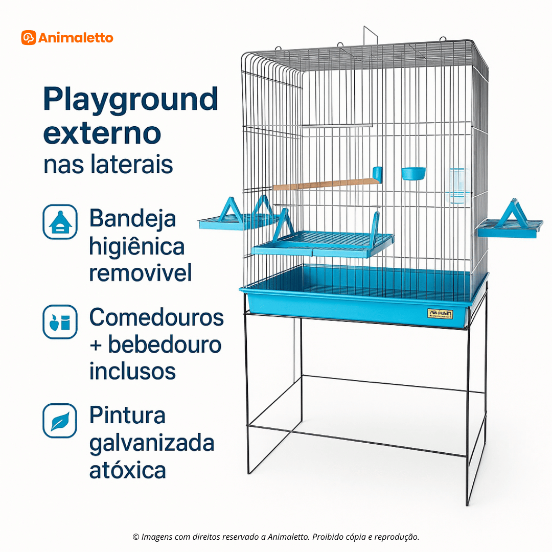 Viveiro Gaiola Para Calopsita Triplex Confort Completo Jel Plast
