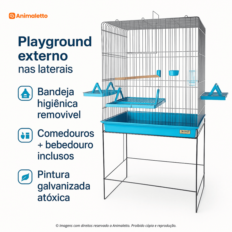 Viveiro Gaiola Para Calopsita Triplex Confort Completo Jel Plast
