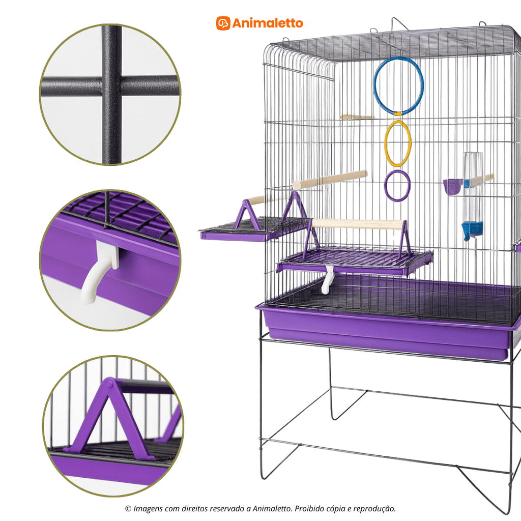 Viveiro Gaiola Para Calopsita Triplex Confort Completo Jel Plast