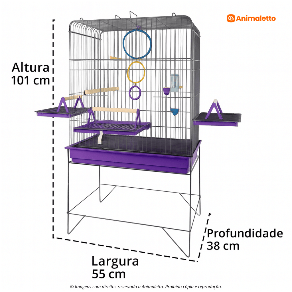 Viveiro Gaiola Para Calopsita Triplex Confort Completo Jel Plast
