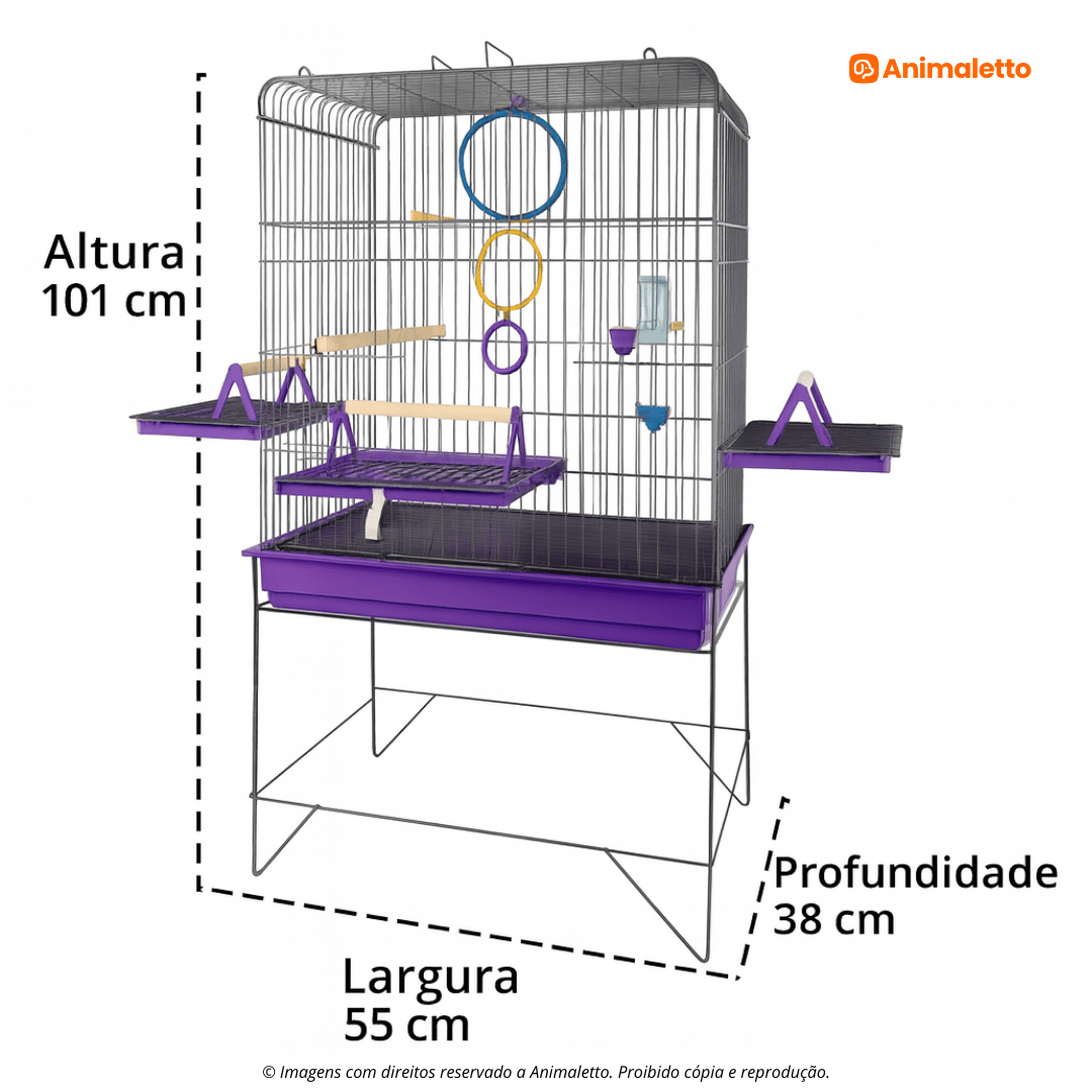 Viveiro Gaiola Para Calopsita Triplex Confort Completo Jel Plast