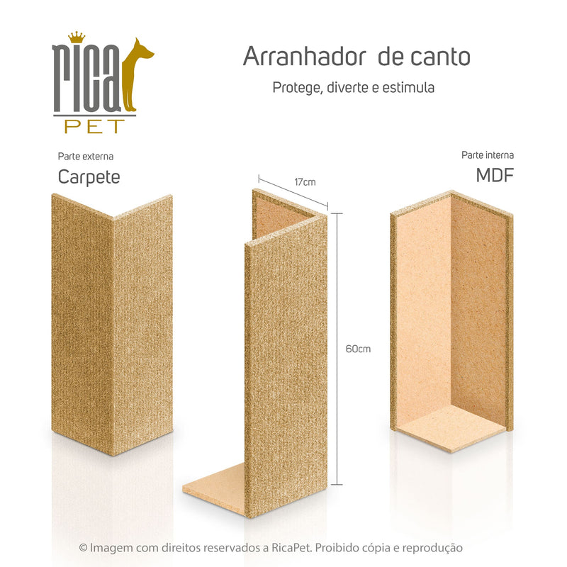 Arranhador e Protetor Ricapet de Madeira Carpete Sofá para Gatos 1 Peça