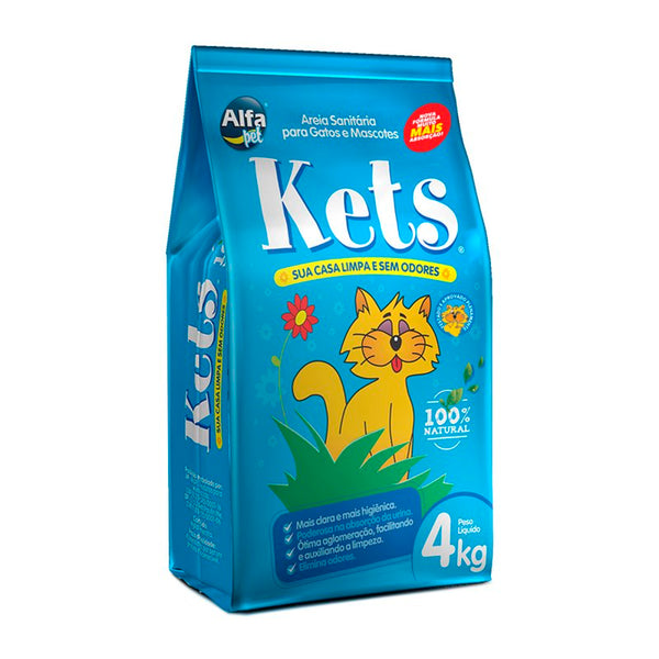 Areia Sanitária Para Gatos Kets Azul Kit com 5 Unidades - 4kg