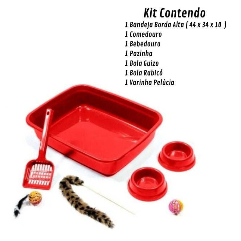 Kit Caixa de Areia Bandeja para Gatos Prime - 7 Peças