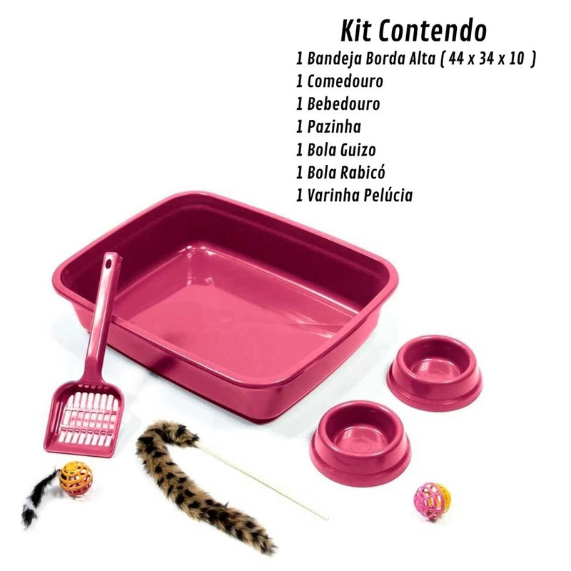 Kit Caixa de Areia Bandeja para Gatos Prime - 7 Peças