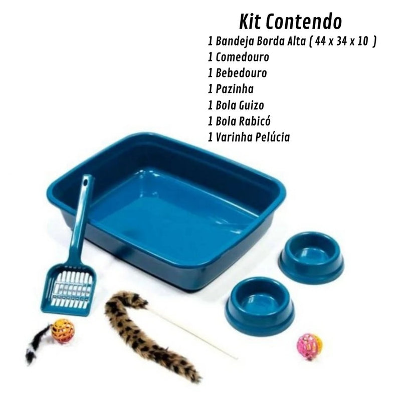 Kit Caixa de Areia Bandeja para Gatos Prime - 7 Peças