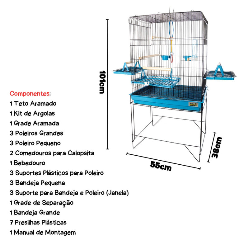 Viveiro para Calopsita Confort Triplex Black - Jel Plast