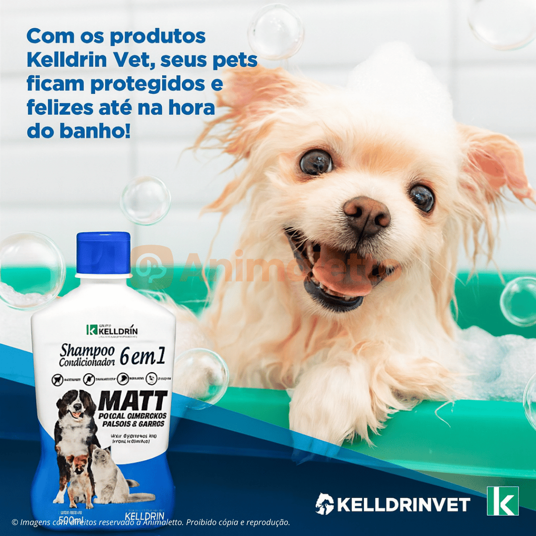 shampoo kelldrin matt 6 em 1 anti pulgas e carrapatos 500ml
