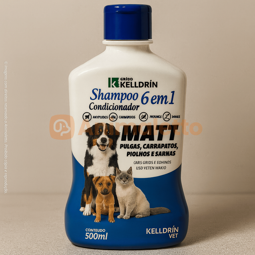 shampoo kelldrin matt 6 em 1 anti pulgas e carrapatos 500ml